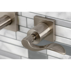 Wall Mount Tub Faucet, Tulare, Two-Handle 3-Hole in Brushed Nickel