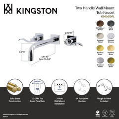 Wall Mount Tub Faucet, Tulare, Two-Handle 3-Hole in Brushed Nickel