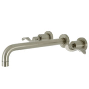 Wall Mount Tub Faucet, Tulare, Two-Handle 3-Hole in Brushed Nickel