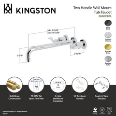 Wall Mount Tub Faucet, Tulare, Two-Handle 3-Hole in Brushed Nickel
