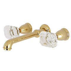 Wall Mount Tub Faucet, Tulare, Two-Handle 3-Hole in Polished Brass