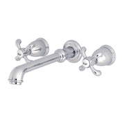 Wall Mount Tub Faucet, Tulare, Two-Handle 3-Hole in Polished Chrome
