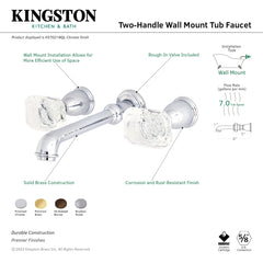 Wall Mount Tub Faucet, Tulare, Two-Handle 3-Hole in Polished Chrome