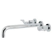 Wall Mount Tub Faucet, Tulare, Two-Handle 3-Hole in Polished Chrome