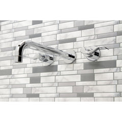 Wall Mount Tub Faucet, Tulare, Two-Handle 3-Hole in Polished Chrome