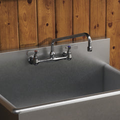 Wall Mount Utility Faucet with Extended Swivel Spout in Polished Chrome