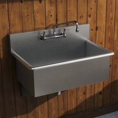 Wall Mount Utility Faucet with Extended Swivel Spout in Polished Chrome