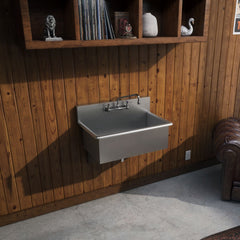 Wall Mount Utility Faucet with Extended Swivel Spout in Polished Chrome