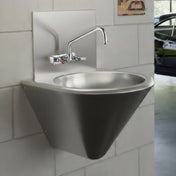 Wall Mount Wash Basin, Single Bowl with 2 in Center Drain in Brushed Stainless Steel