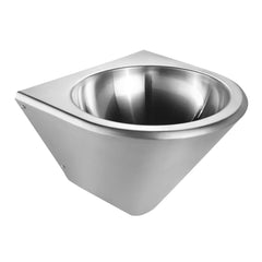 Wall Mount Wash Basin, Single Bowl with 2 in Center Drain in Brushed Stainless Steel