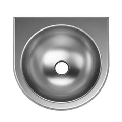 Wall Mount Wash Basin, Single Bowl with 2 in Center Drain in Brushed Stainless Steel