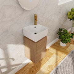 Wall Mounted Bathroom Vanity, 12 In, with White Ceramic Sink