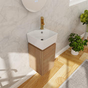 Wall Mounted Bathroom Vanity, 12 In, with White Ceramic Sink