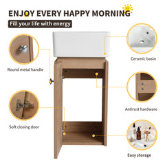 Wall Mounted Bathroom Vanity, 12 In, with White Ceramic Sink