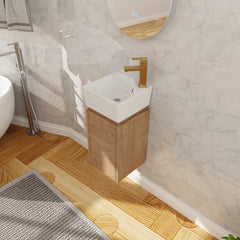 Wall Mounted Bathroom Vanity, 12 In, with White Ceramic Sink
