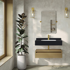 Wall-Mounted Bathroom Vanity, Avancer, 36 Inch with Drawer in Natural Oak