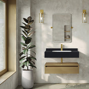 Wall-Mounted Bathroom Vanity, Avancer, 36 Inch with Drawer in Natural Oak