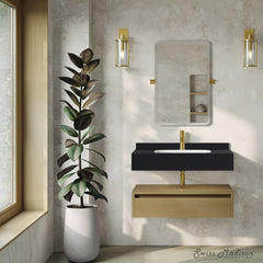 Wall-Mounted Bathroom Vanity, Avancer, 36 Inch with Drawer in Natural Oak