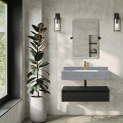 Wall-Mounted Bathroom Vanity, Avancer, 36 Inch with Soft Close Drawer in Black Oak