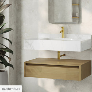 Wall-Mounted Bathroom Vanity Cabinet, Avancer, 36 in without Top in Natural Oak