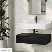 Wall-Mounted Bathroom Vanity Cabinet, Avancer, 36-Inch with 1 Drawer in Black Oak
