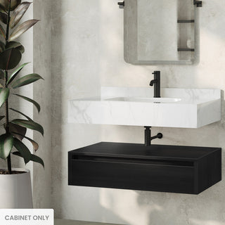 Wall-Mounted Bathroom Vanity Cabinet, Avancer, 36-Inch with 1 Drawer in Black Oak