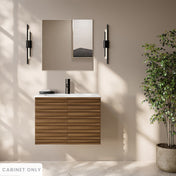 Wall-Mounted Bathroom Vanity Cabinet, Cascade, 30 In, Without Top in Brown Oak