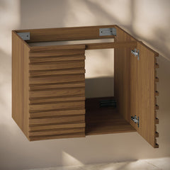 Wall-Mounted Bathroom Vanity Cabinet, Cascade, 30 In, Without Top in Brown Oak