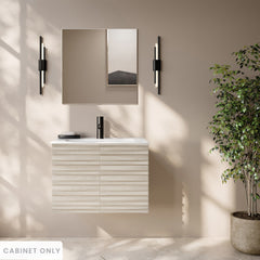 Wall-Mounted Bathroom Vanity Cabinet, Cascade, 30 Inch Without Top in White Oak