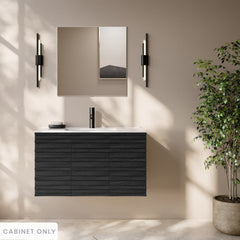 Wall-Mounted Bathroom Vanity Cabinet, Cascade, 36 in with 3 Doors in Black Oak