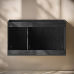 Wall-Mounted Bathroom Vanity Cabinet, Cascade, 36 in with 3 Doors in Black Oak