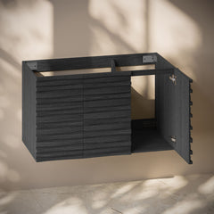 Wall-Mounted Bathroom Vanity Cabinet, Cascade, 36 in with 3 Doors in Black Oak