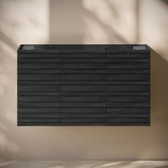 Wall-Mounted Bathroom Vanity Cabinet, Cascade, 36 in with 3 Doors in Black Oak