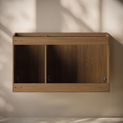 Wall-Mounted Bathroom Vanity Cabinet, Cascade, 36 in with 3 Doors in Brown Oak