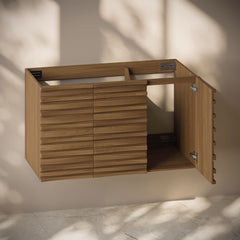 Wall-Mounted Bathroom Vanity Cabinet, Cascade, 36 in with 3 Doors in Brown Oak