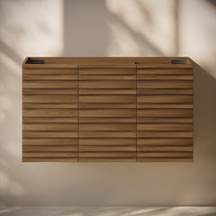 Wall-Mounted Bathroom Vanity Cabinet, Cascade, 36 in with 3 Doors in Brown Oak