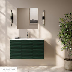 Wall-Mounted Bathroom Vanity Cabinet, Cascade, 36 In with 3 Doors in Green Oak