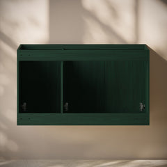 Wall-Mounted Bathroom Vanity Cabinet, Cascade, 36 In with 3 Doors in Green Oak