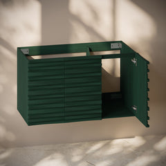 Wall-Mounted Bathroom Vanity Cabinet, Cascade, 36 In with 3 Doors in Green Oak