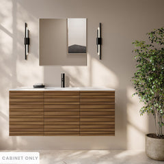 Wall-Mounted Bathroom Vanity Cabinet, Cascade, 48 In without Top in Brown Oak