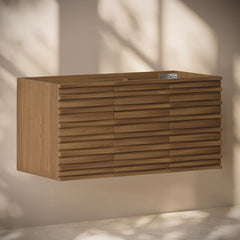 Wall-Mounted Bathroom Vanity Cabinet, Cascade, 48 In without Top in Brown Oak