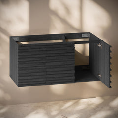 Wall-Mounted Bathroom Vanity Cabinet, Cascade, 48 Inch Without Top in Black Oak
