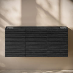 Wall-Mounted Bathroom Vanity Cabinet, Cascade, 48 Inch Without Top in Black Oak