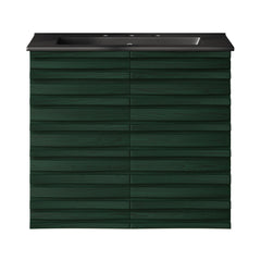 Wall-Mounted Bathroom Vanity, Cascade, 24 in with Black Sink Top in Green Oak