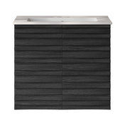 Wall-Mounted Bathroom Vanity, Cascade, 24 in with Ceramic Top in Black Oak