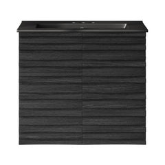 Wall-Mounted Bathroom Vanity, Cascade, 24 in with Ceramic Top in Black Oak