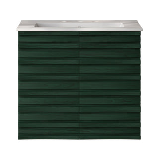 Wall-Mounted Bathroom Vanity, Cascade, 24 In with Ceramic Top in Green Oak