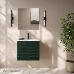 Wall-Mounted Bathroom Vanity, Cascade, 24 in with Sink Top in Green Oak