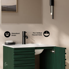 Wall-Mounted Bathroom Vanity, Cascade, 24 in with Sink Top in Green Oak