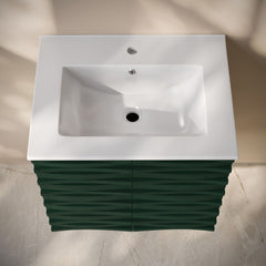 Wall-Mounted Bathroom Vanity, Cascade, 24 in with Sink Top in Green Oak